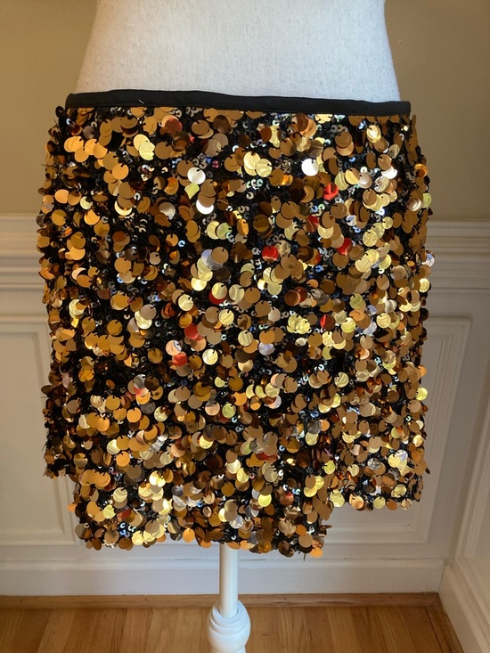 Zara Dresses & Skirts - ZARA Gold Black Sequin Mini Skirt NWT